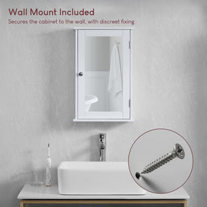 Priano 1-Door Mirrored Wall Cabinet, White