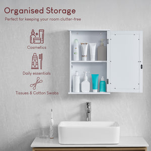 Priano 1-Door Mirrored Wall Cabinet, White
