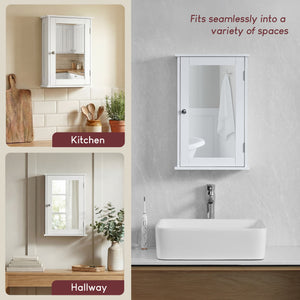 Priano 1-Door Mirrored Wall Cabinet, White
