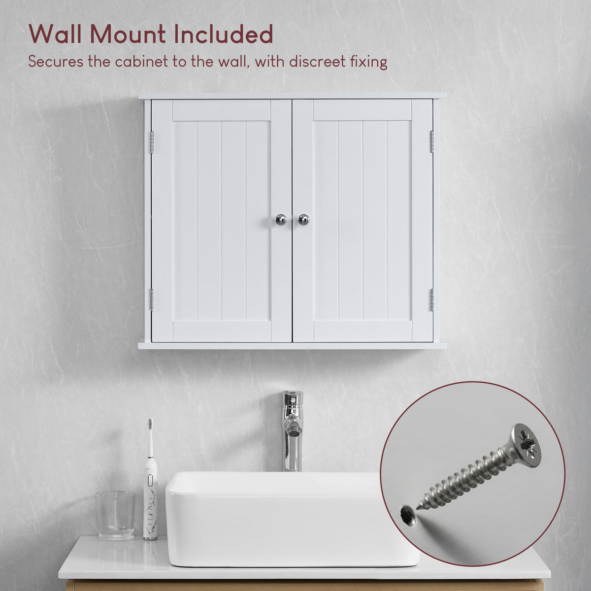 Priano 2-Door Wall Cabinet - White