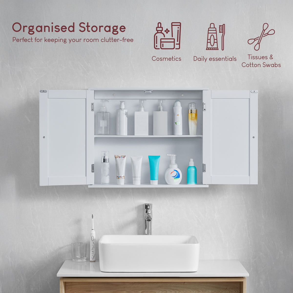 Priano 2-Door Wall Cabinet - White