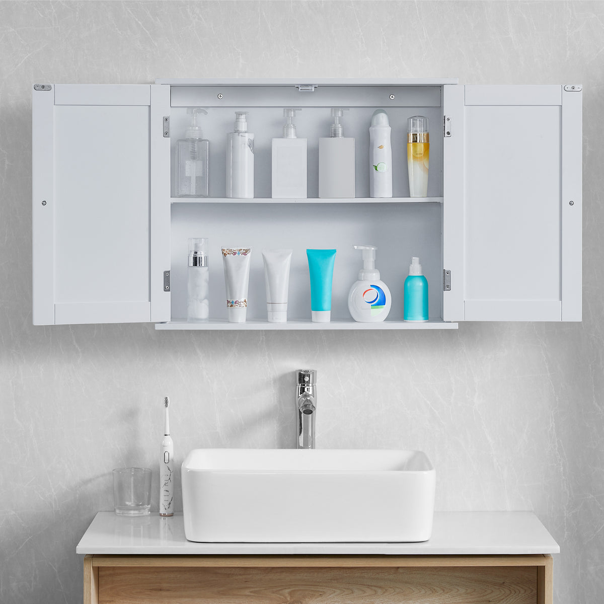 Priano 2-Door Wall Cabinet - White