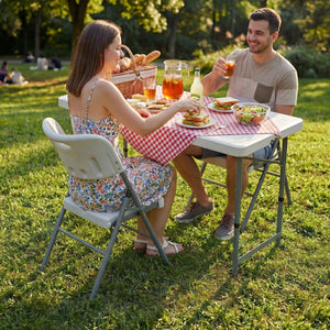 Folding 4ft Table & Set of 2 Folding Chairs