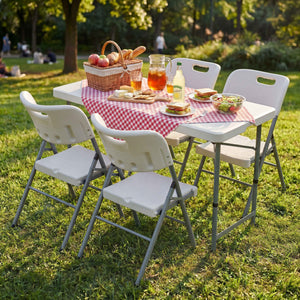 Folding 4ft Table & Set of 4 Folding Chairs