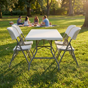 Folding 5ft Table & Set of 4 Folding Chairs