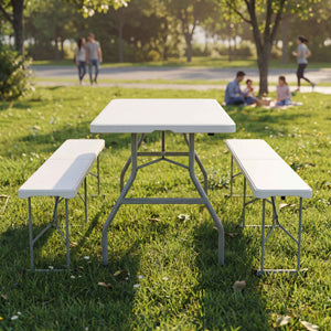 Folding 5ft Table & Set of 2 Folding Benches