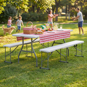 Folding 6ft Table & Set of 2 Folding Benches