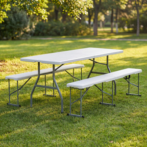 Folding 6ft Table & Set of 2 Folding Benches