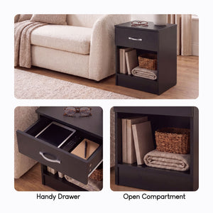 Riano 1-Drawer Bedside Chest, Black