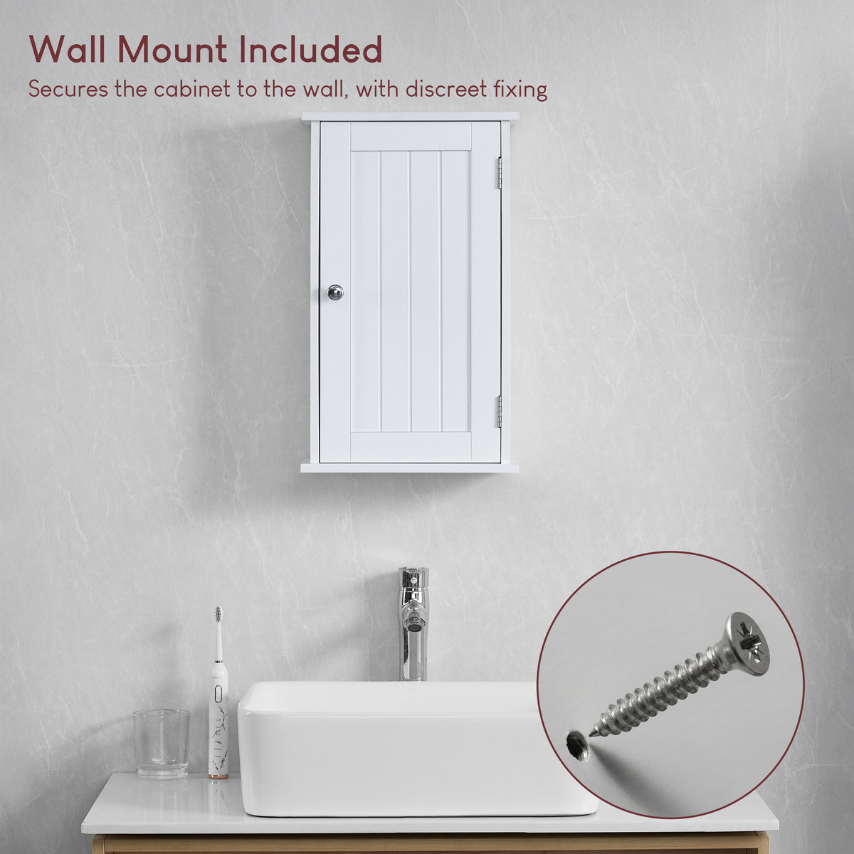 Priano 1-Door Wall Cabinet - White
