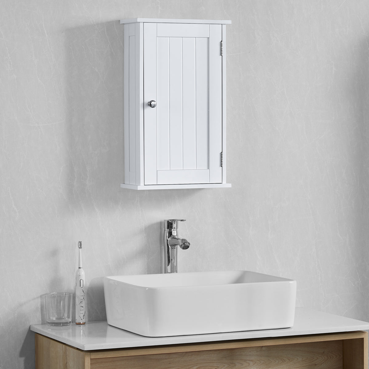 Priano 1-Door Wall Cabinet - White