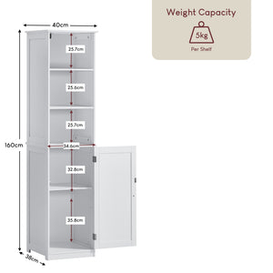 Priano 1-Door 2-Shelf Tall Cabinet, White