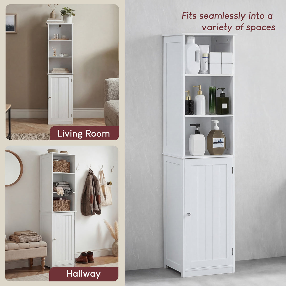 Priano 1-Door 2-Shelf Tall Cabinet, White