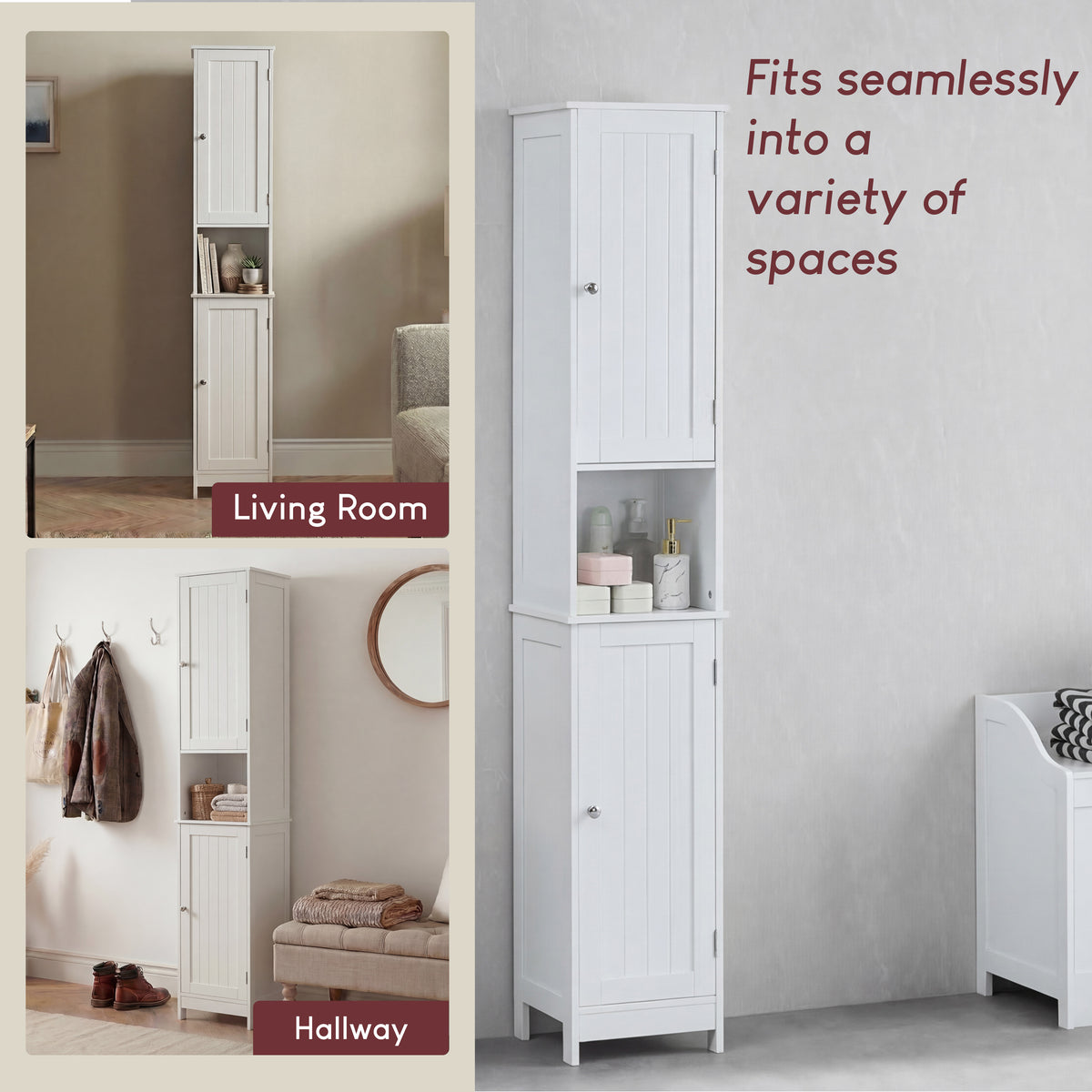 Priano 2-Door Tall Cabinet - White