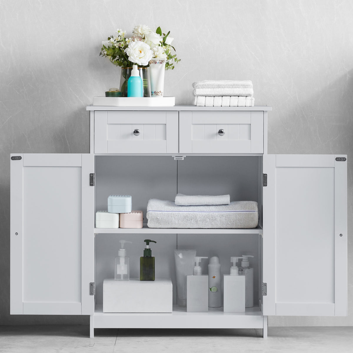 Priano 2-Drawer 2-Door Freestanding Cabinet - White