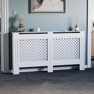 Oxford Radiator Cover - White, Large, Modern Design
