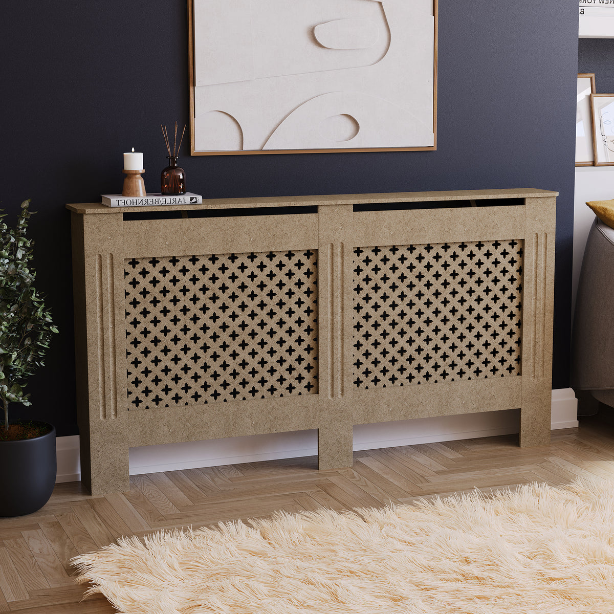 Oxford Radiator Cover - Unfinished, Large, Modern Design
