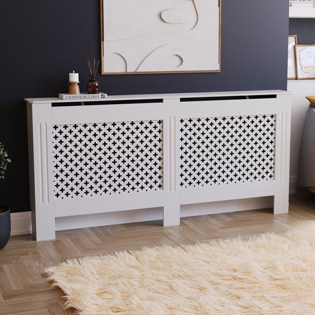 Oxford Radiator Cover - White, Extra Large, Modern Design
