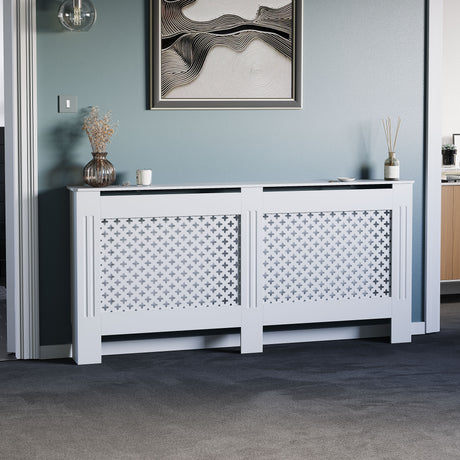 Oxford Radiator Cover - White, Extra Large, Modern Design
