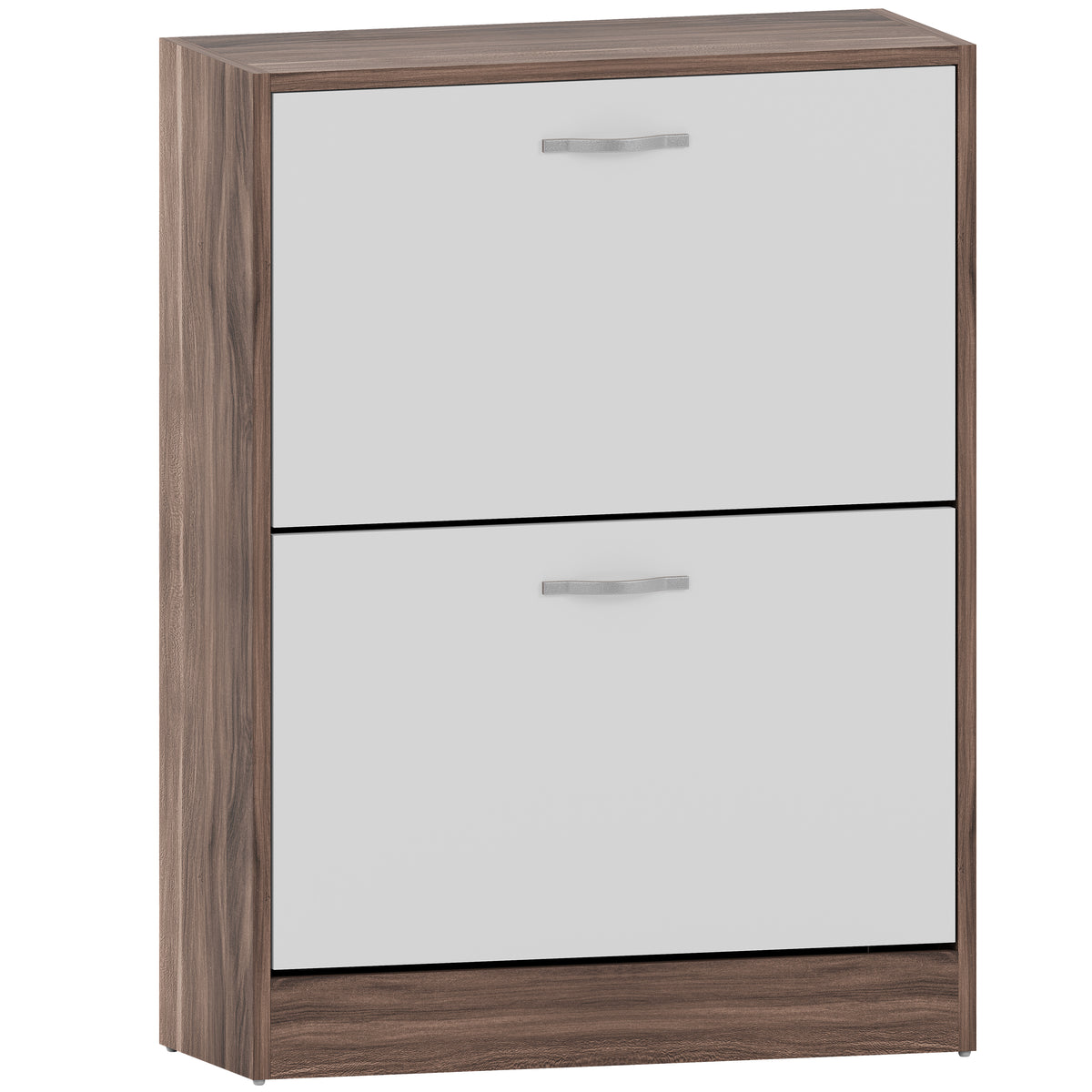 2-Drawer Shoe Cabinet, Walnut & White