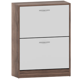 2-Drawer Shoe Cabinet, Walnut & White