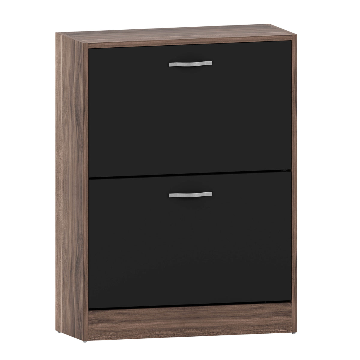 2-Drawer Shoe Cabinet, Walnut & Black