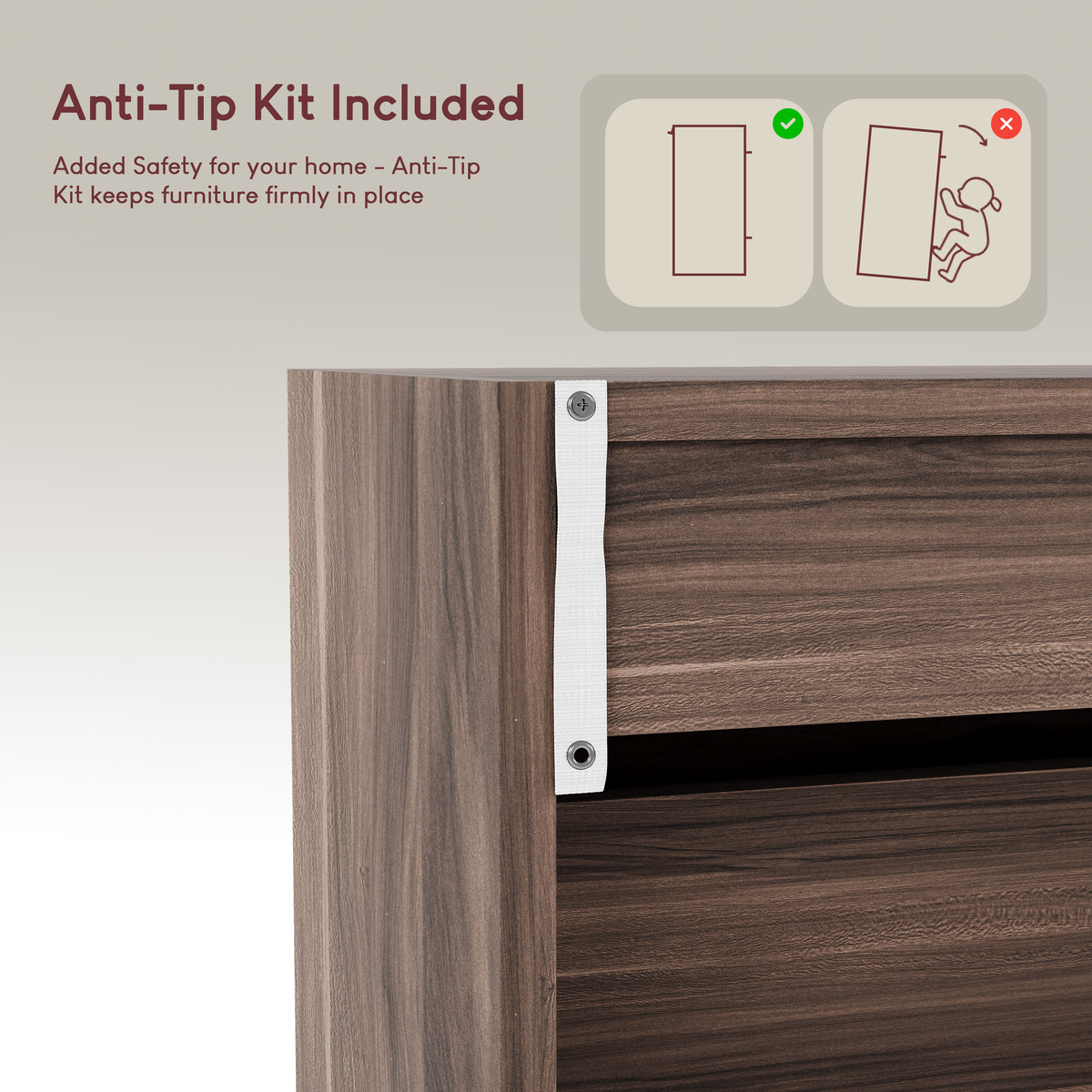 2-Drawer Shoe Cabinet, Walnut & Black