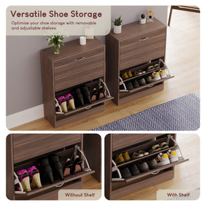 2-Drawer Shoe Cabinet, Walnut