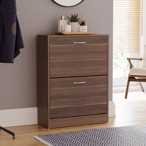 2-Drawer Shoe Cabinet, Walnut