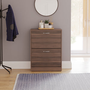 2-Drawer Shoe Cabinet, Walnut
