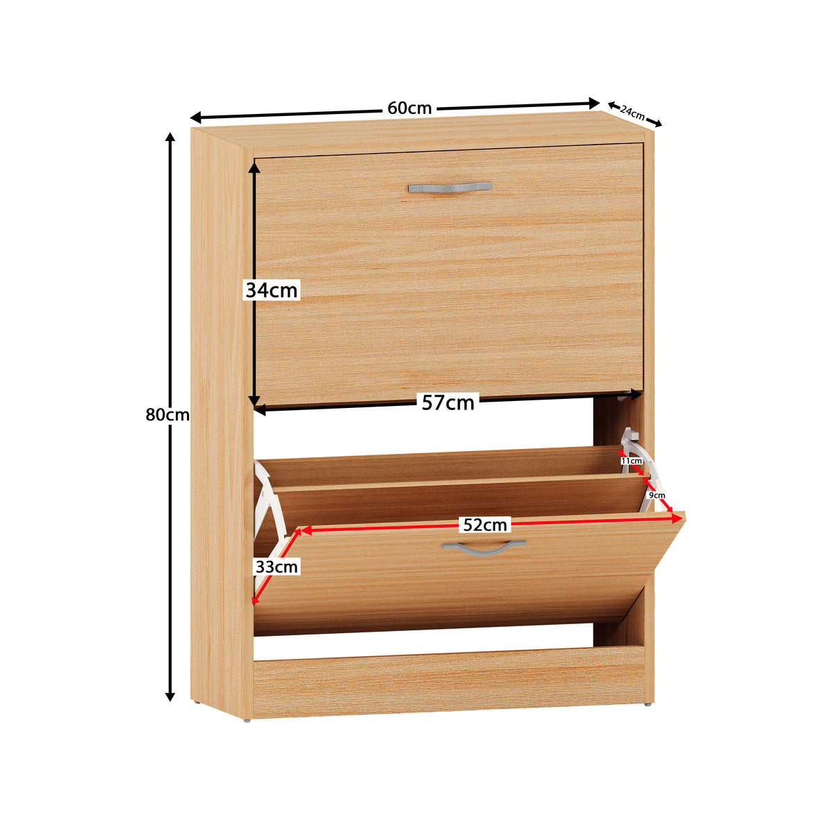 2-Drawer Shoe Cabinet, Pine