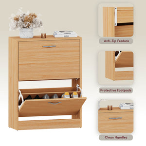 2-Drawer Shoe Cabinet, Pine