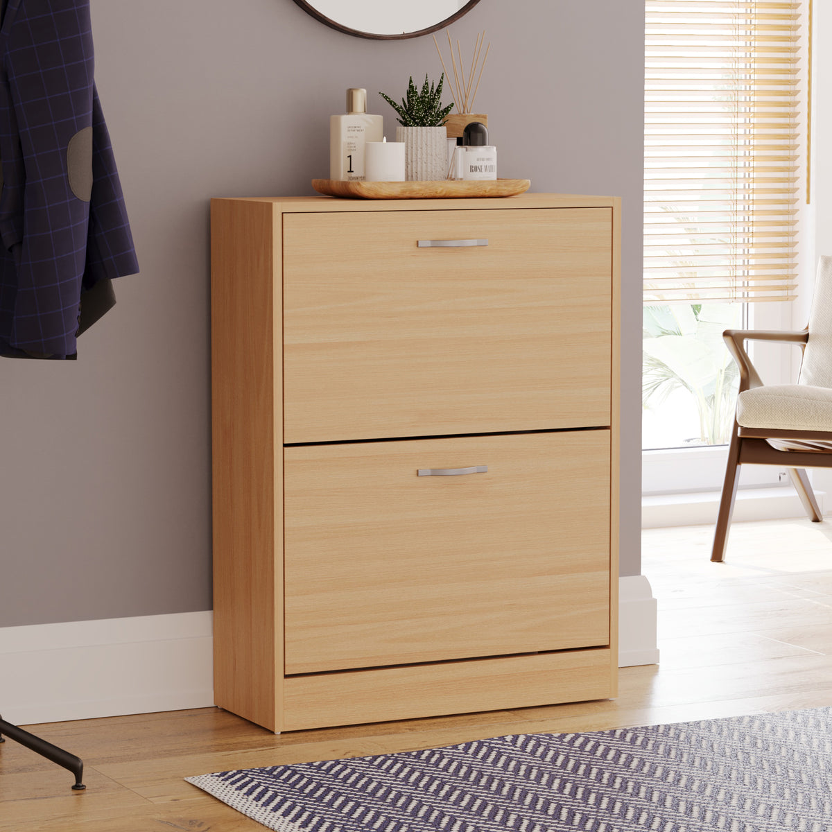 2-Drawer Shoe Cabinet, Pine