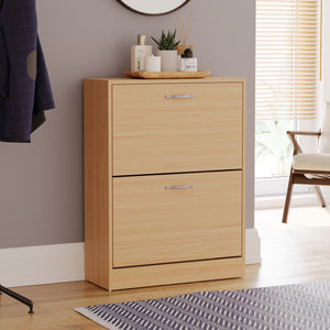 2-Drawer Shoe Cabinet, Pine