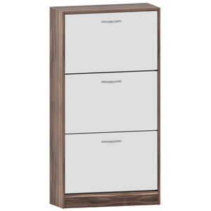 3-Drawer Shoe Cabinet, Walnut & White