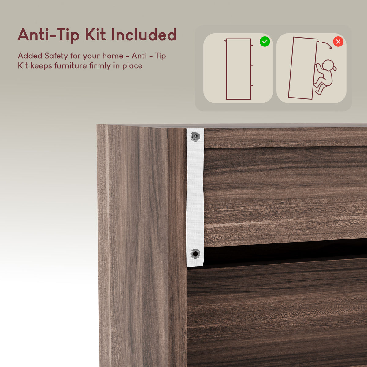 3-Drawer Shoe Cabinet, Walnut