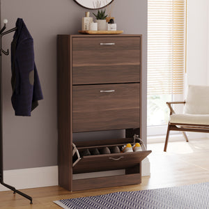 3-Drawer Shoe Cabinet, Walnut