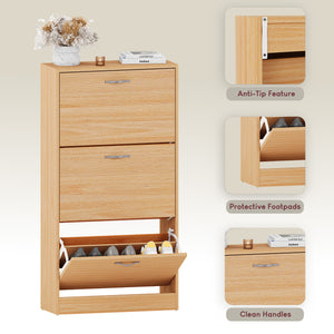 3-Drawer Shoe Cabinet, Pine