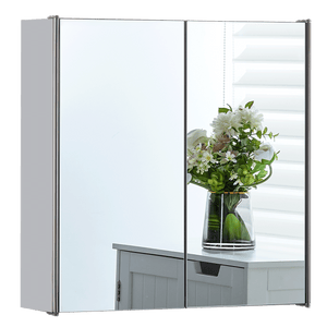 Tiano Mirrored Double Cabinet - Stainless steel