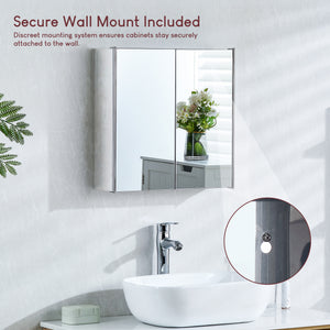Tiano Mirrored Double Cabinet - Stainless steel