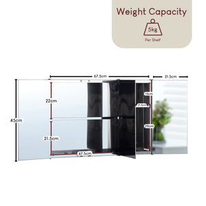 Tiano Mirrored Triple Cabinet - Stainless steel