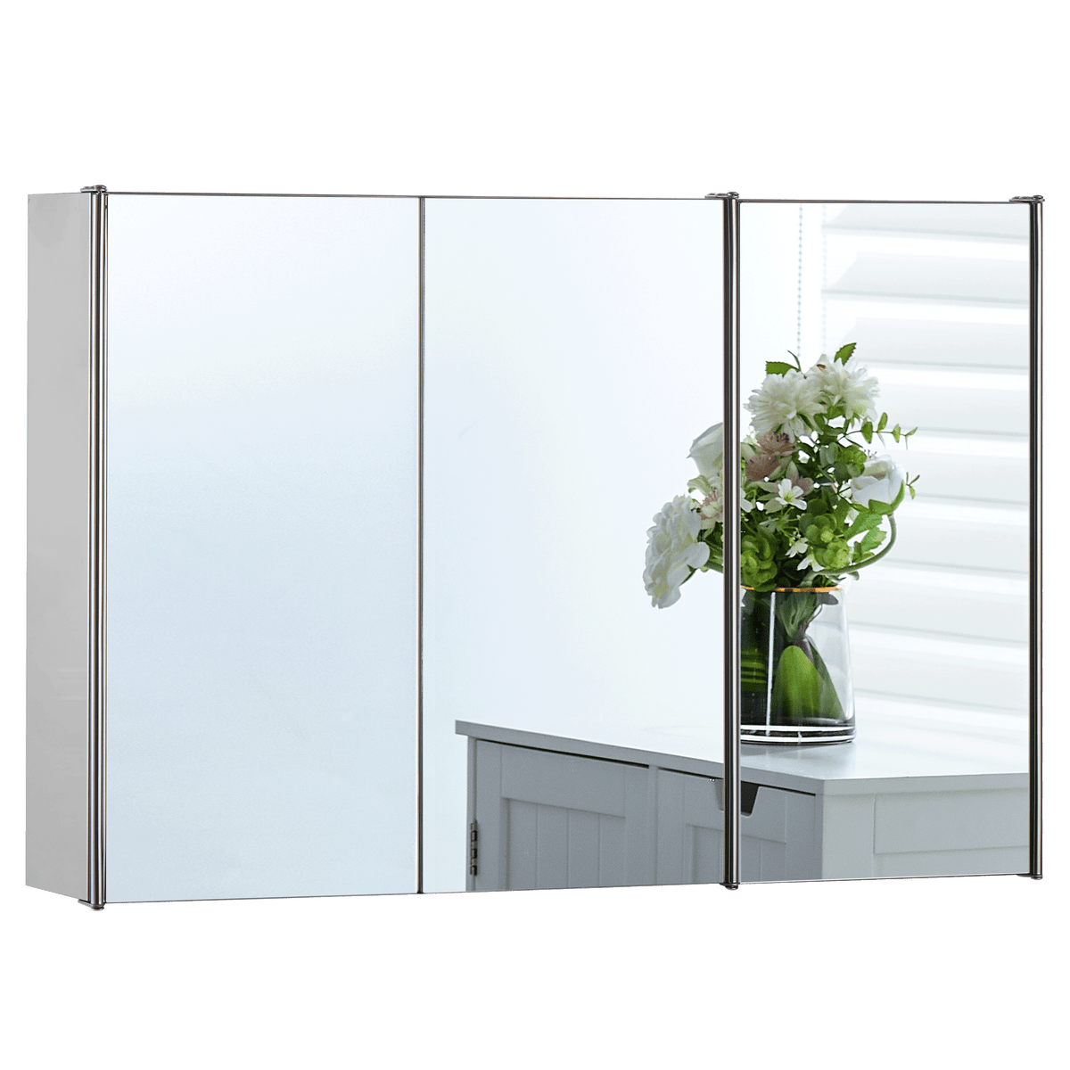 Tiano Mirrored Triple Cabinet - Stainless steel