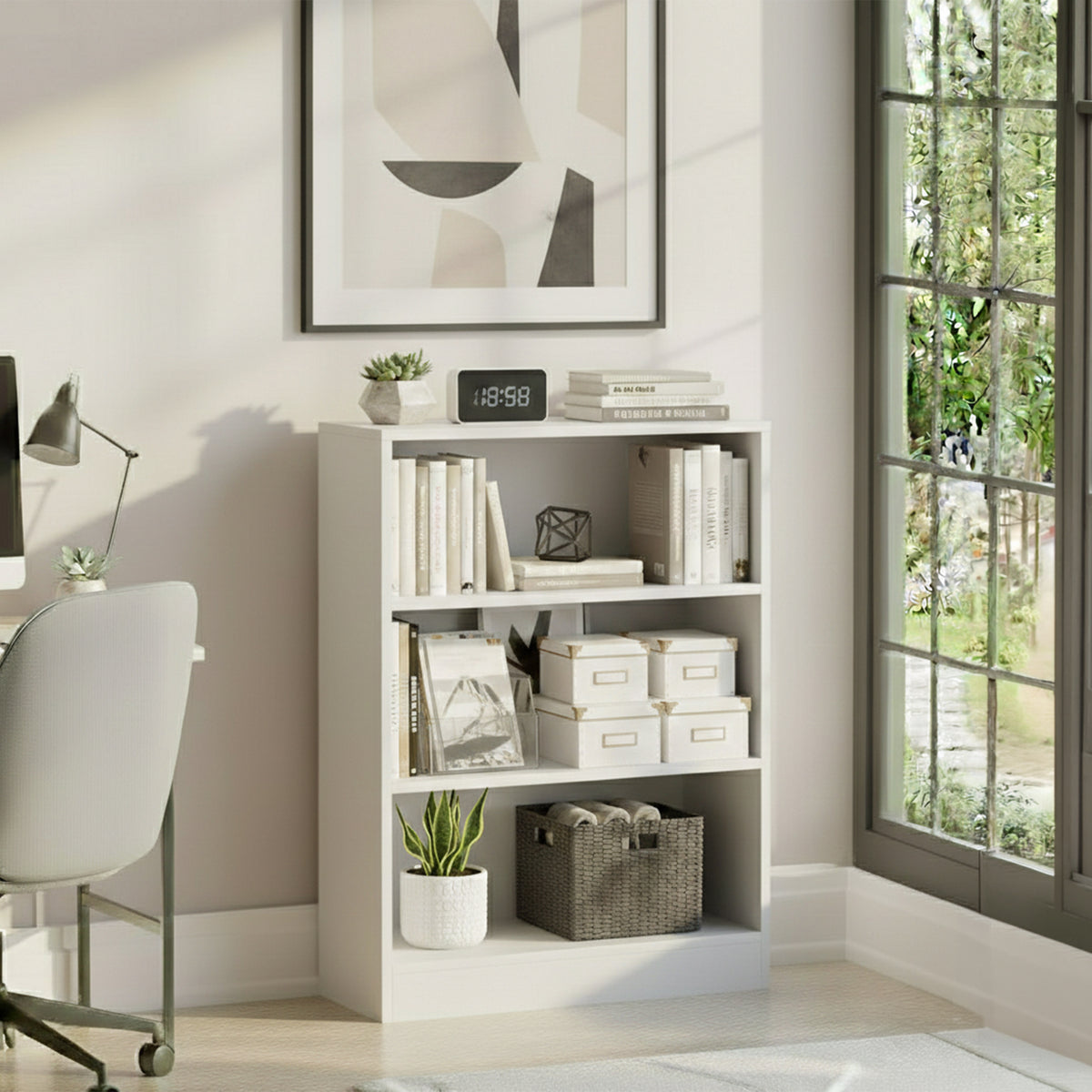 Cambridge 3-Tier Low Bookcase - White