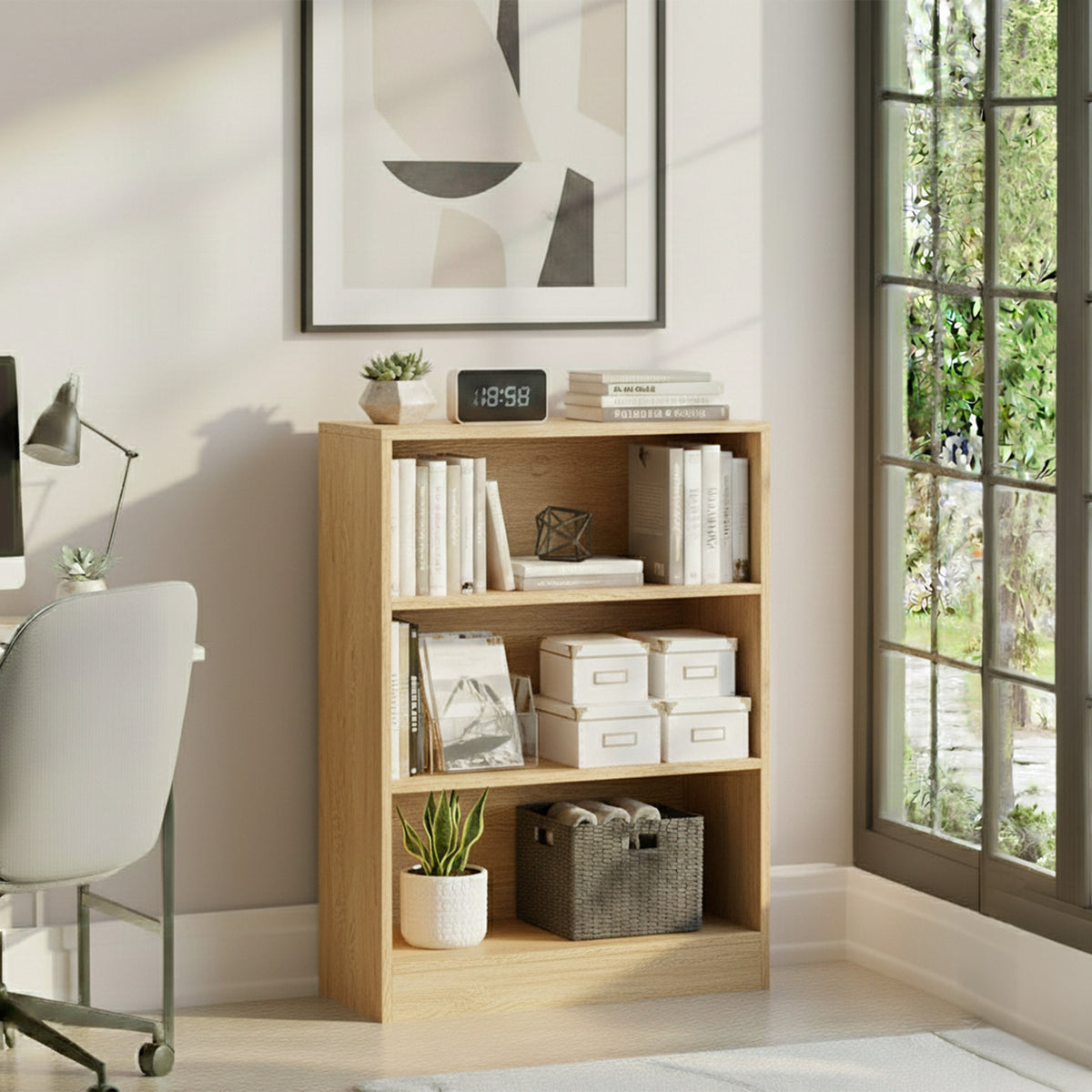 Cambridge 3-Tier Low Bookcase - Oak
