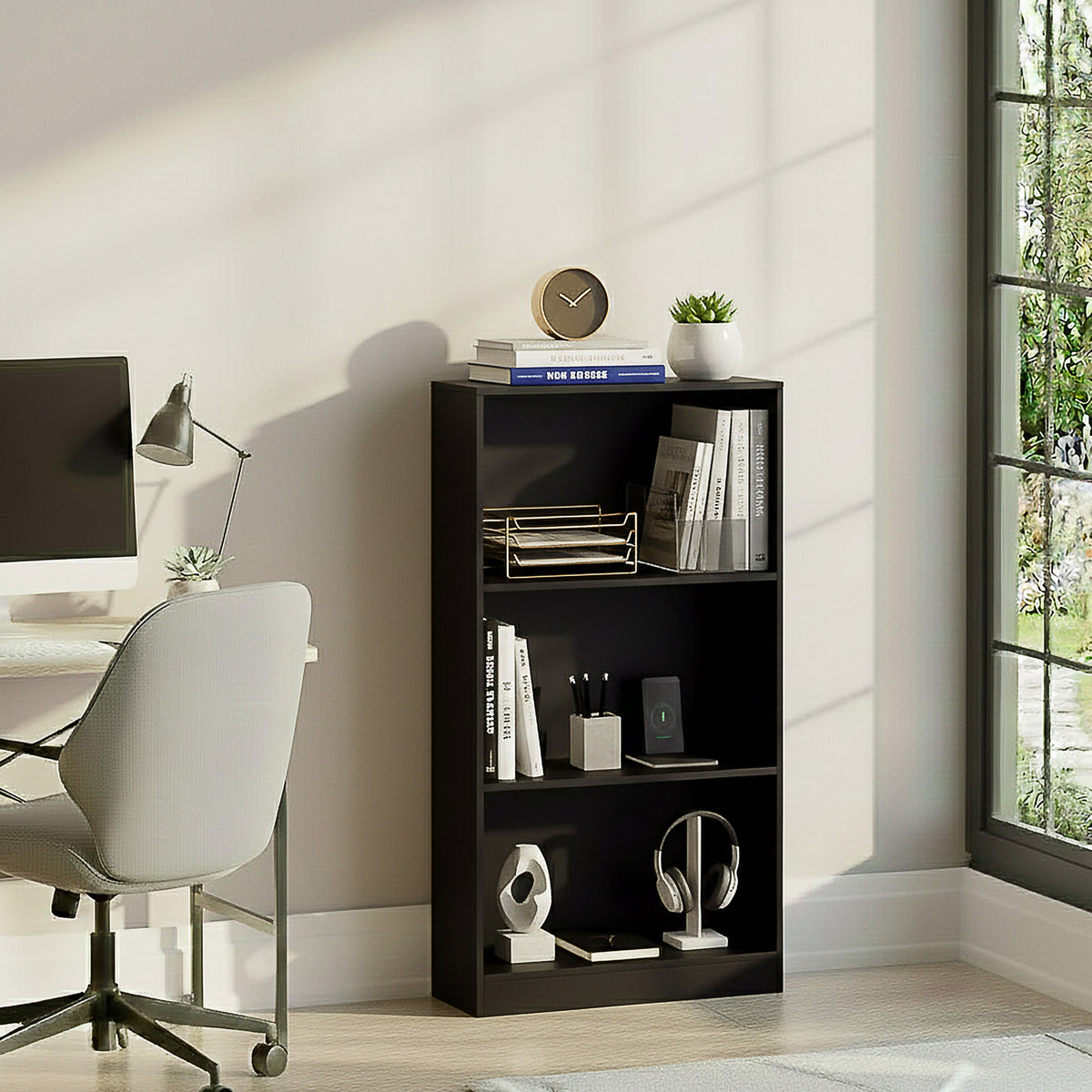 Cambridge 3-Tier Medium Bookcase - Black