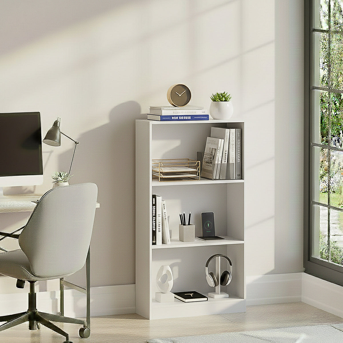 Cambridge 3-Tier Medium Bookcase - White