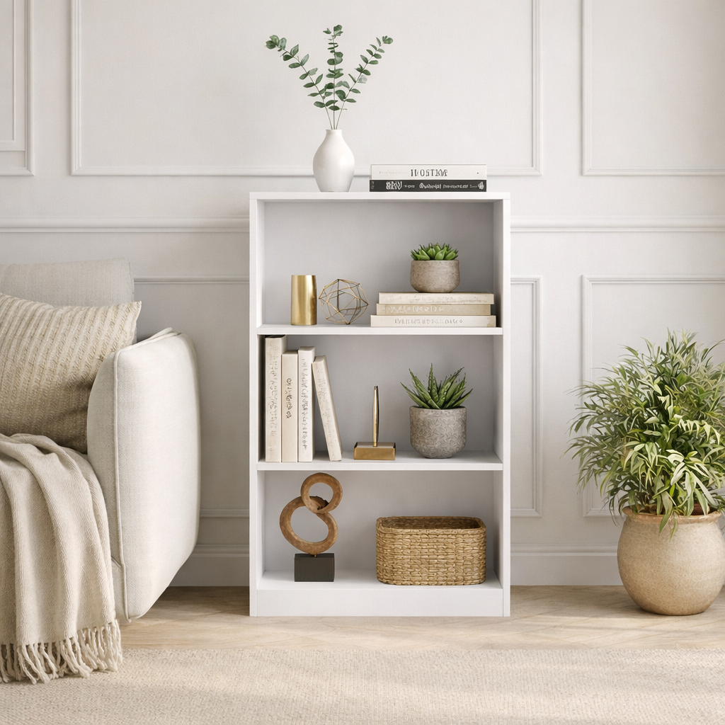 Cambridge 3-Tier Medium Bookcase - White