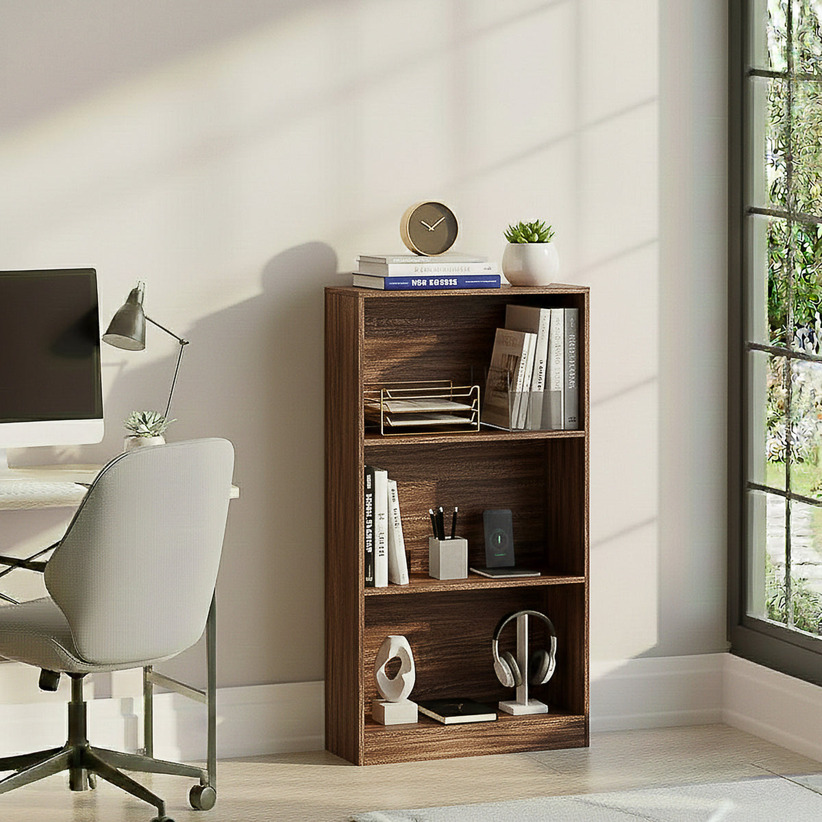 Cambridge 3-Tier Medium Bookcase - Walnut