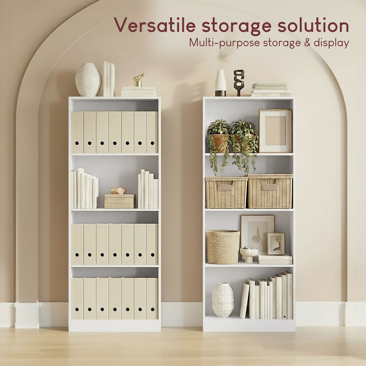 Cambridge 4-Tier Large Bookcase - White