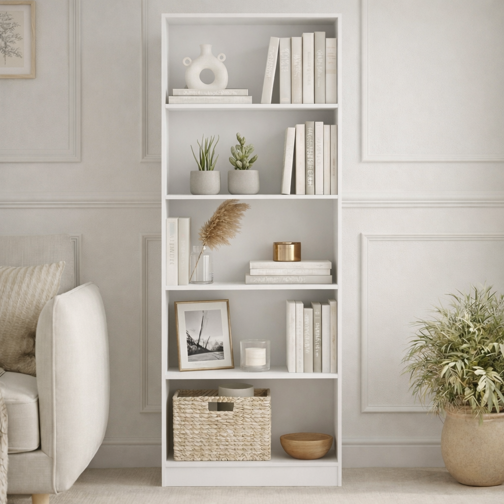 Cambridge 5-Tier Extra Large Bookcase - White
